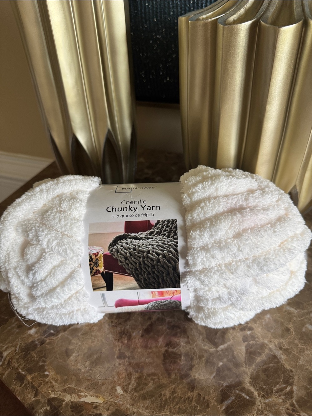 Mainstays Chenille Chunky Yarn - White